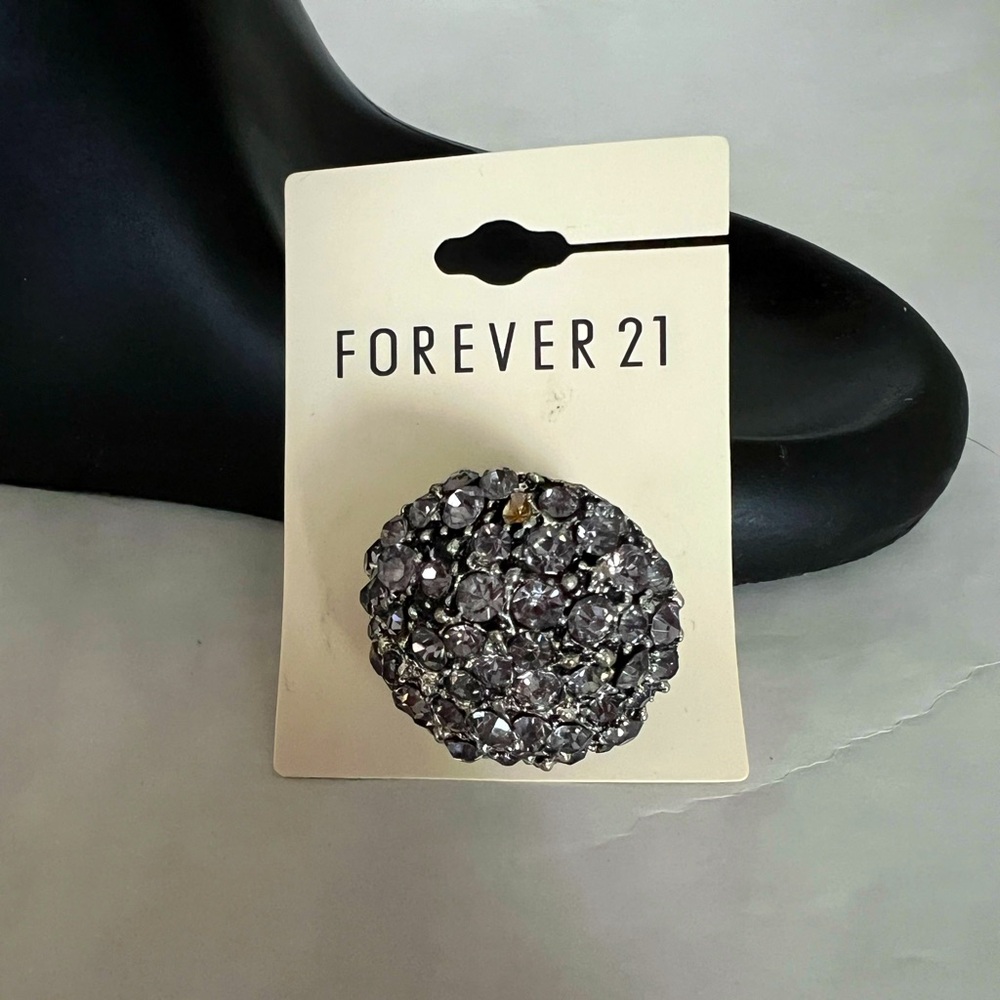 Forever 21 Silver Beaded Stretch Ring